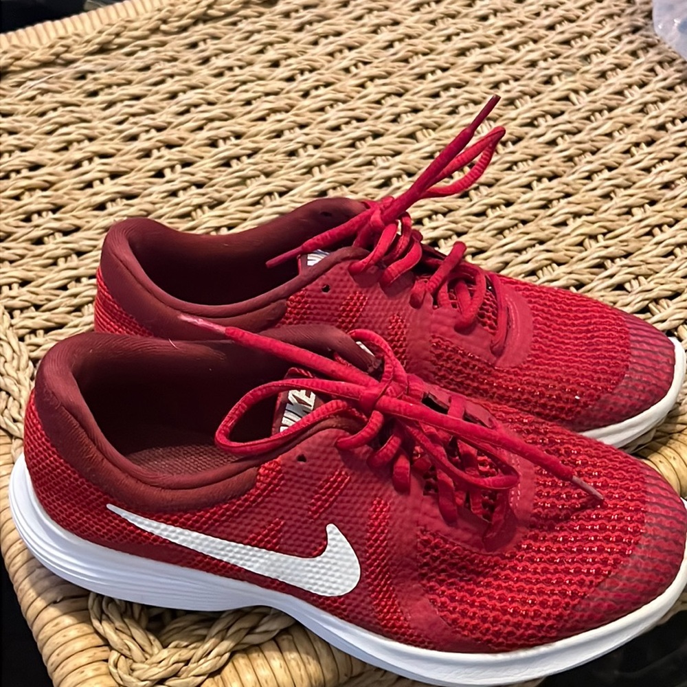 Red Nike Revolution 4 GS Running Shoes 5.5 Y